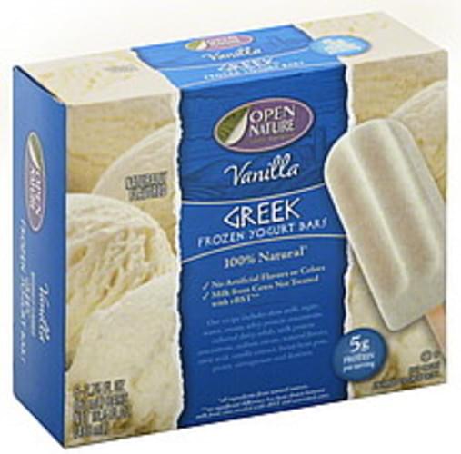 Open Nature Greek, Vanilla Frozen Yogurt Bars 6 ea, Nutrition