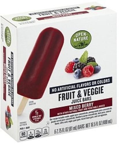 Open Nature Mixed Berry Fruit & Veggie Juice Bars - 6 ea