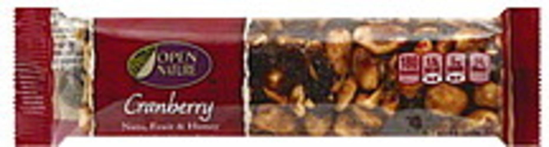 Open Nature Cranberry Nuts, Fruit & Honey Bar 1.4 oz, Nutrition