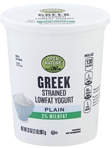 Open Nature Greek, Lowfat, Plain, Strained Yogurt - 32 oz