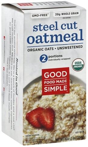 Good Food Made Simple Organic, Unsweetened, Steel Cut Oatmeal - 16 oz