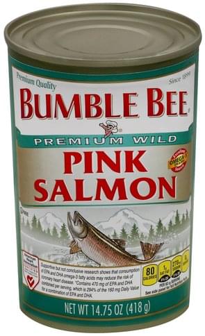Bumble Bee Pink, Premium Wild Salmon - 14.75 oz, Nutrition Information ...