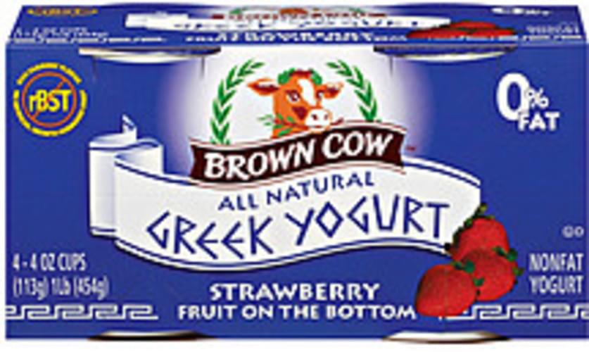 Brown Cow All Natural Nonfat Strawberry W/Fruit On The Bottom 4 Oz