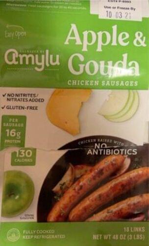 Amylu Gluten Free Apple & Gouda Cheese Chicken Sausage - 76 g