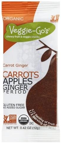 Veggie Gos Chewy, Carrot Ginger Fruit & Veggie Snacks - 0.42 oz