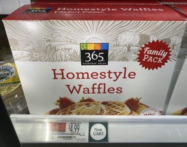 365 Everyday Value Homestyle Waffles 70 g, Nutrition Information Innit