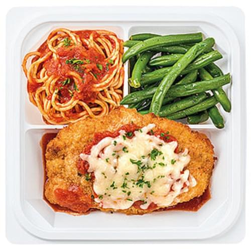 Wegmans Chicken Parmesan with Seasoned Tomato Sauce, Sauced Spaghetti