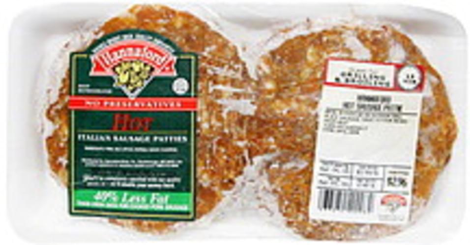 Hannaford Hot Italian Sausage Patties 4 ea, Nutrition Information Innit