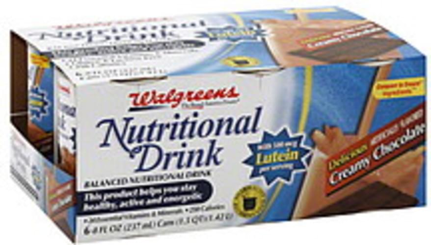 Walgreens Delicious Creamy Chocolate Nutritional Drink 6 ea, Nutrition Information Innit