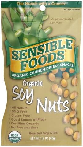 Sensible Foods Organic Soy Nuts, Roasted Organic Crunch Dried Snacks - 1.5 oz