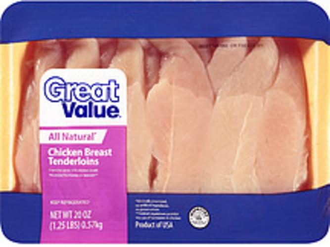 Great Value All Natural Chicken Breast Tenderloins 1.25 lb, Nutrition