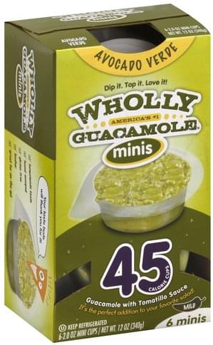 Wholly Avocado Verde, Mild, Minis Guacamole - 6 ea