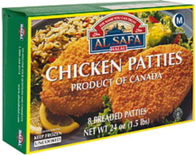Al Safa Halal Uncooked Chicken Patties 8 ea, Nutrition Information