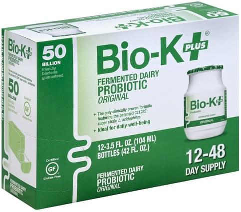 Bio K Plus Fermented Dairy, Original Probiotic - 12 ea, Nutrition ...