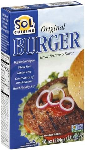 Sol Cuisine Original, Meatless Patties Burger - 4 ea
