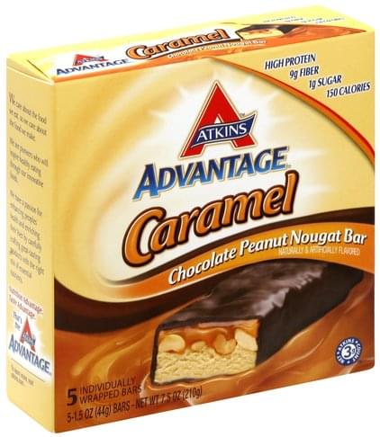 Atkins Caramel Chocolate Peanut Nougat Bar - 5 ea