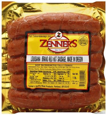 Zenners Louisiana Brand Red Hot Sausage - 16 oz, Nutrition