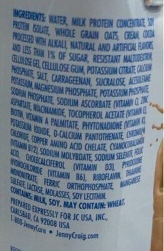 Jenny Craig Chocolate Dream Shake - 325 ml, Nutrition Information | Innit