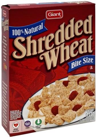 Giant Shredded Wheat, 100% Natural, Bite Size Cereal - 17.2 oz