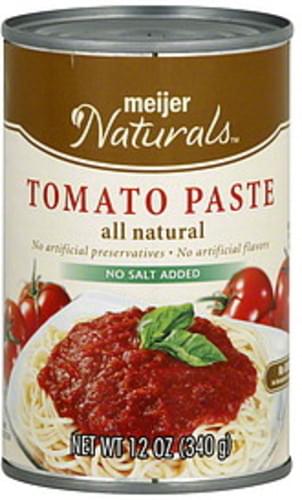 Meijer Naturals No Salt Added Tomato Paste - 12 oz