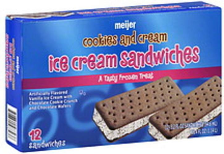 Meijer Cookies and Cream Ice Cream Sandwiches 12 ea, Nutrition