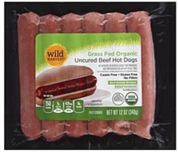 Wild Harvest Uncured Beef, Grass Fed Hot Dogs 12 oz, Nutrition