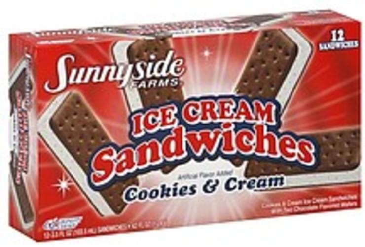 Sunnyside Farms Cookies & Cream Ice Cream Sandwiches 12 ea, Nutrition Information Innit
