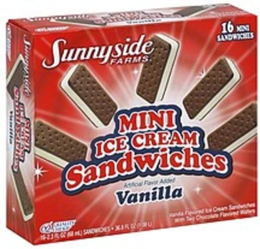 Sunnyside Farms Mini, Vanilla Ice Cream Sandwiches 16 ea, Nutrition Information Innit