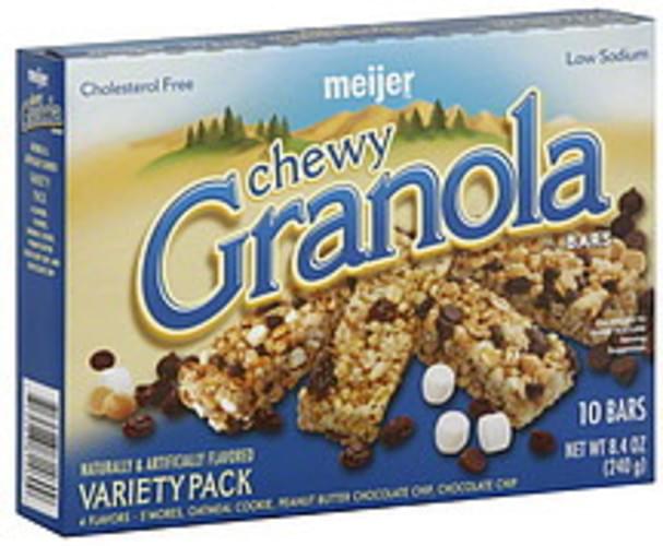 Meijer Chewy, Variety Pack Granola Bars 10 ea, Nutrition Information