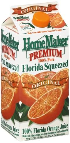 HomeMaker 100% Florida, Original Orange Juice - 59 oz