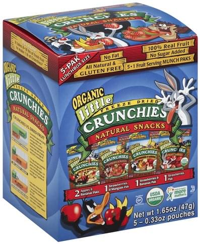 Crunchies Natural, Freeze Dried, Organic, Munch Paks Snacks - 5 ea