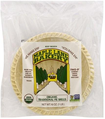 Maple Lane Bakery Organic, Traditional, 9 Inch Pie Shells - 2 ea