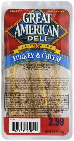 Great American Turkey & Cheese Sandwich - 5.3 oz
