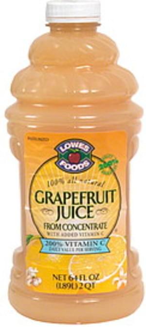 Lowes Foods Grapefruit Juice from Concentrate with Added Vitamin C - 64 oz
