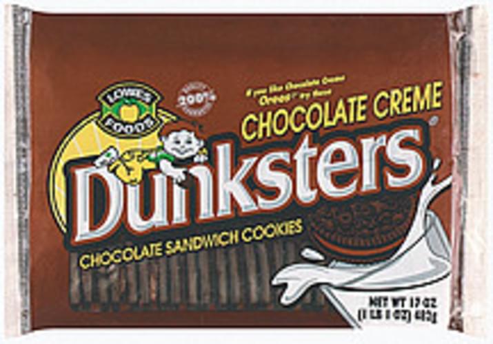 Lowes Foods Chocolate Creme Sandwich Cookies 17 oz, Nutrition