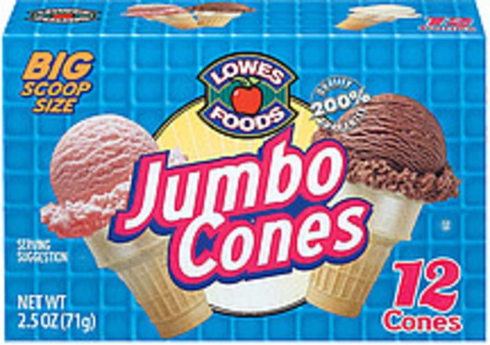 Lowes Foods Jumbo 12 Ct Ice Cream Cones 2.5 oz, Nutrition Information