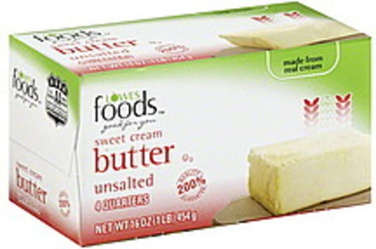 Lowes Foods Sweet Cream, Unsalted Butter 16 oz, Nutrition Information