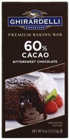 Ghirardelli Premium Bittersweet Chocolate 60 Cacao Baking Bar 4 Oz Nutrition Information Innit