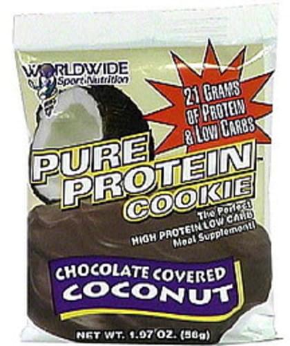 Worldwide Sport Nutrition Pure Protein Cookie, High Protein, Low Carb Meal Supplement, Chocolate Covered Coconut Pure Protein Cookie Meal Supplement - 1.97 oz