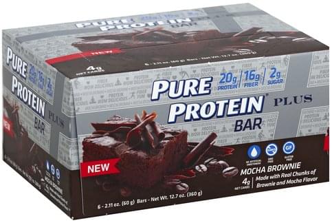 Pure Protein Plus, Mocha Brownie Protein Bar - 6 ea