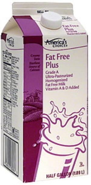 Americas Choice Fat Free Plus Milk - 0.5 gl