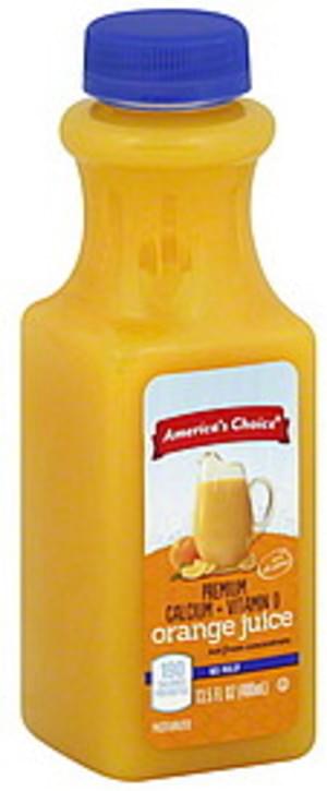 Americas Choice Premium, Calcium + Vitamin D, Orange, No Pulp 100% Juice - 13.5 oz