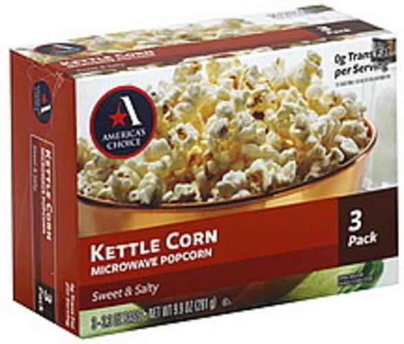 Americas Choice Microwave Kettle Corn 3 ea, Nutrition Information Innit