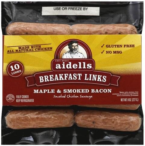 Aidells Maple & Smoked Bacon, Breakfast Links Smoked Chicken Sausage