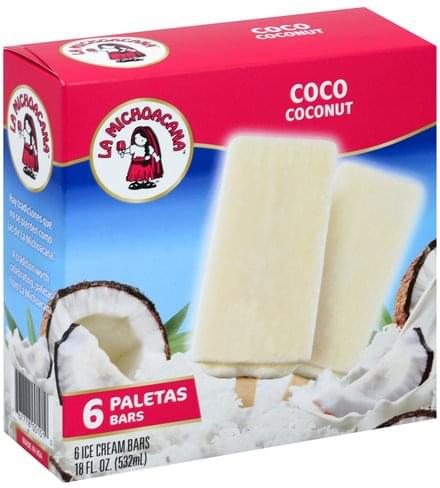 La Michoacana Coconut Ice Cream Bars - 6 ea