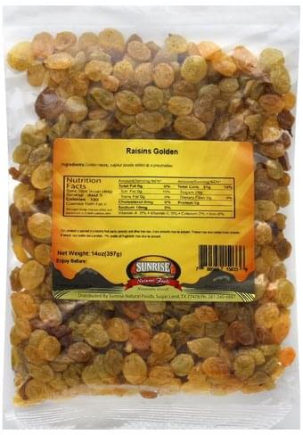 Sunrise Natural Foods Raisin Golden Raisins 14 Oz Nutrition Information Innit