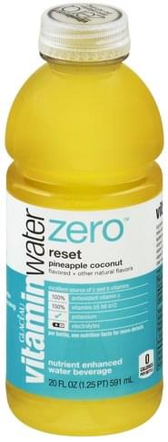 Vitaminwater Nutrient Enhanced, Reset, Pineapple Coconut Water Beverage - 20 oz