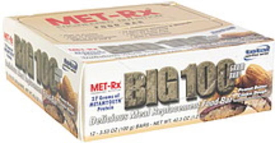 MET Rx Peanut Butter Cookie Dough Delicious Meal Replacement Food Bar - 12 ea