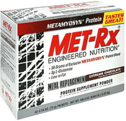 MET Rx Meal Replacement, Extreme Chocolate Protein Supplement Powder - 42 ea