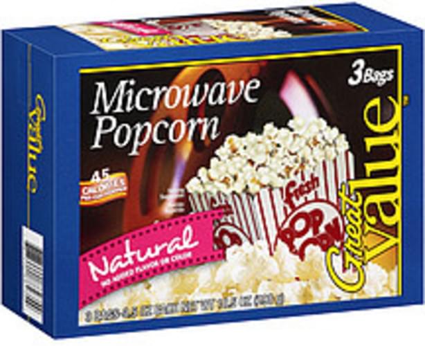 Great Value Natural Microwave Popcorn 3.5, Nutrition Information Innit